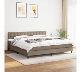 Pat box spring cu saltea, gri taupe, 200x200 cm, textil