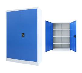Dulap de birou, metal, 90 x 40 x 140 cm, gri și albastru