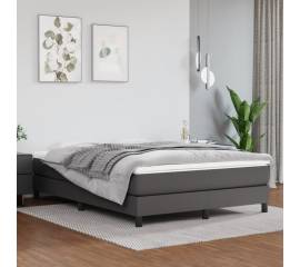 Pat box spring cu saltea, gri, 140x200 cm, piele ecologică