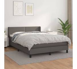 Pat box spring cu saltea, gri, 140x200 cm, piele ecologică