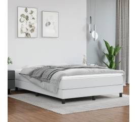 Pat box spring cu saltea, alb, 140x190 cm, piele ecologică