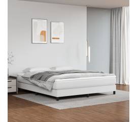 Pat box spring cu saltea, alb, 160x200 cm, piele ecologică