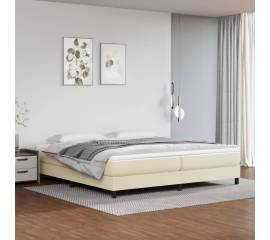 Cadru de pat box spring, crem, 200x200 cm, piele ecologică