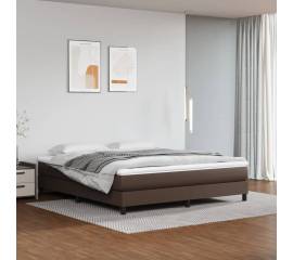 Pat box spring cu saltea, maro, 180x200 cm, piele ecologică