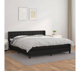 Pat box spring cu saltea, negru, 180x200 cm, piele ecologică