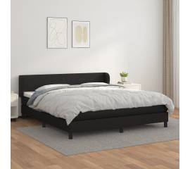 Pat box spring cu saltea, negru, 180x200 cm, piele ecologică