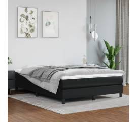 Pat box spring cu saltea, negru, 140x200 cm, piele ecologică