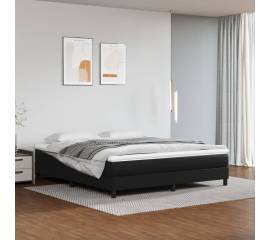 Pat box spring cu saltea, negru, 160x200 cm, piele ecologică