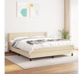 Pat box spring cu saltea, crem, 180x200 cm, material textil