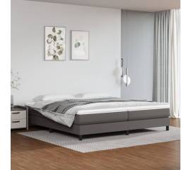 Pat box spring cu saltea, gri, 200x200 cm, piele ecologică