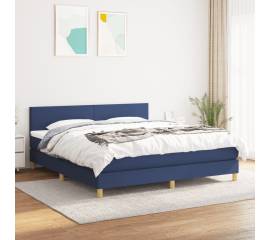 Pat box spring cu saltea, albastru, 180x200 cm, material textil