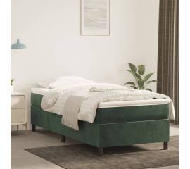 Pat box spring cu saltea, verde închis, 90x190 cm, catifea