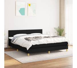 Pat box spring cu saltea, negru, 160x200 cm, textil