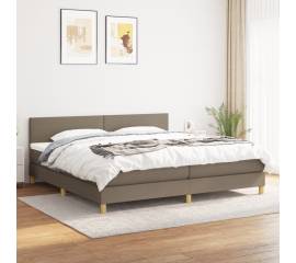 Pat box spring cu saltea, gri taupe, 200x200 cm, textil