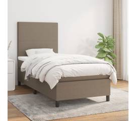 Pat box spring cu saltea, gri taupe, 80x200 cm, textil