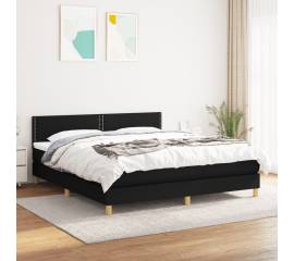 Pat box spring cu saltea, negru, 160x200 cm, textil