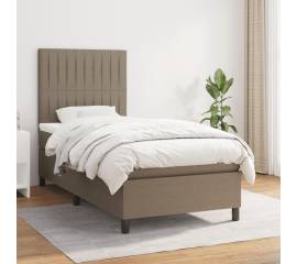 Pat box spring cu saltea, gri taupe, 80x200 cm, textil