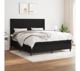 Pat box spring cu saltea, negru, 180x200 cm, catifea