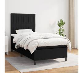 Pat box spring cu saltea, negru, 90x200 cm, textil