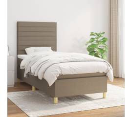 Pat box spring cu saltea, gri taupe, 80x200 cm, textil