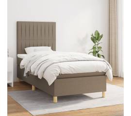 Pat box spring cu saltea, gri taupe, 90x190 cm, textil