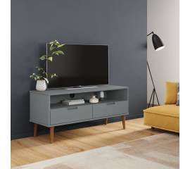Comodă tv, gri, 106x40x49 cm, lemn masiv de pin
