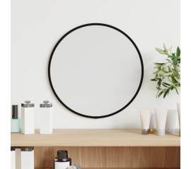 Oglindă de perete rotundă, negru, Ø 30 cm