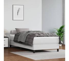 Pat box spring cu saltea, alb, 80x200 cm, piele ecologică