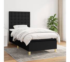 Pat box spring cu saltea, negru, 90x200 cm, textil