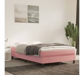 Pat box spring cu saltea, roz, 120x200 cm, catifea