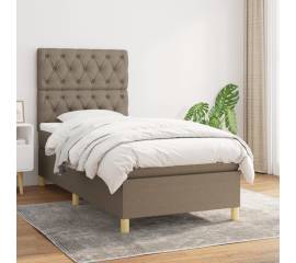 Pat box spring cu saltea, gri taupe, 80x200 cm, textil