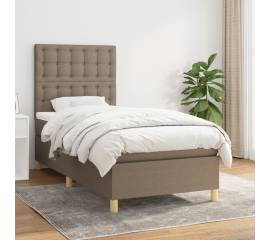 Pat box spring cu saltea, gri taupe, 80x200 cm, textil