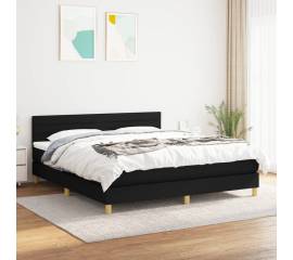 Pat box spring cu saltea, negru, 180x200 cm, catifea