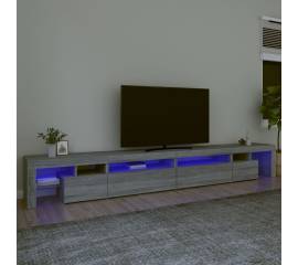 Comodă tv cu lumini led, gri sonoma, 290x36,5x40cm