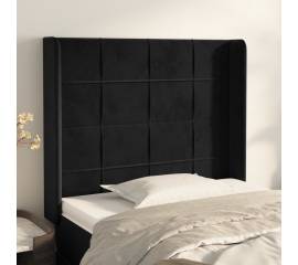 Tăblie de pat cu aripioare, negru, 103x16x118/128 cm, catifea