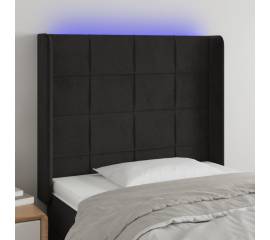 Tăblie de pat cu led, negru, 103x16x118/128 cm, catifea
