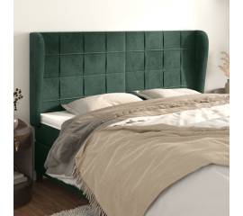Tăblie pat cu aripioare verde închis 203x23x118/128cm catifea