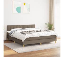 Pat box spring cu saltea, gri taupe, 160x200 cm material textil