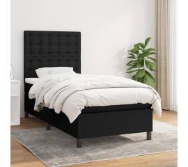 Pat box spring cu saltea, negru, 80x200 cm, textil