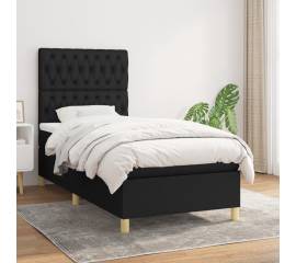 Pat box spring cu saltea, negru, 90x190 cm, textil