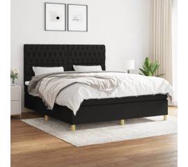 Pat box spring cu saltea, negru, 180x200 cm, catifea