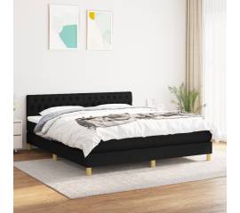 Pat box spring cu saltea, negru, 180x200 cm, catifea