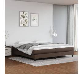 Pat box spring cu saltea, maro, 200x200 cm, piele ecologică