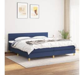 Pat box spring cu saltea, albastru, 200x200 cm, textil