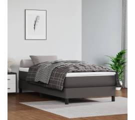 Pat box spring cu saltea, gri, 100x200 cm, piele ecologică