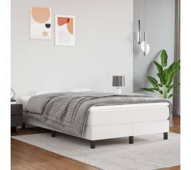 Pat box spring cu saltea, alb, 120x200 cm, piele ecologică