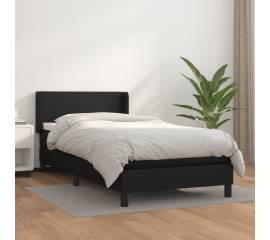 Pat box spring cu saltea, negru, 100x200 cm, piele ecologică