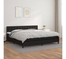 Pat box spring cu saltea, negru, 200x200 cm, piele ecologică