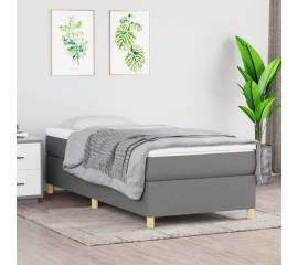 Pat box spring cu saltea, gri închis, 90x190 cm, textil