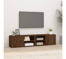 Comode tv, 2 buc., stejar maro, 80x31,5x36 cm, lemn prelucrat